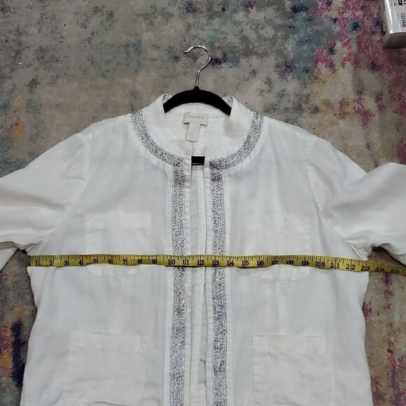 Chico's 100% Linen White Jacket Wiih Silver Beading and Sequins - Picture 10 of 16